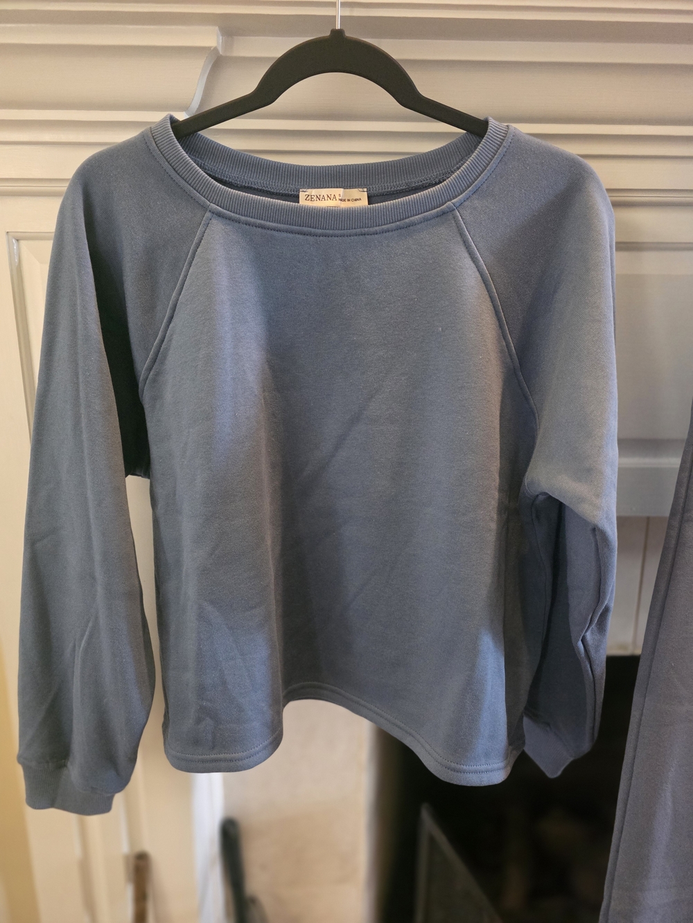 Zenana Outfitters Slate Blue Wide Leg Lounge Pants with Matching Pullover - Picture 2 of 5
